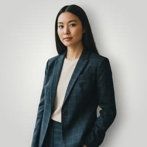 Banana Republic 2 Classic Blazer Navy Blackwatch Plaid Stretch Preppy Work Fall